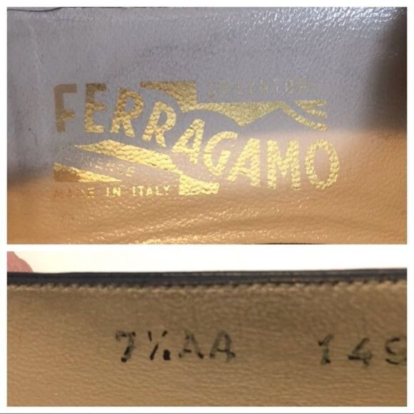 Salvatore Ferragamo Womens Black Block Heel Pumps Cap Toe size 7.5 AA Narrow - Picture 7 of 8